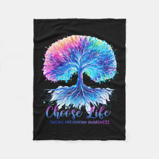 Suicide Prevention Awareness Tree For Men And Wome Fleece Blanket