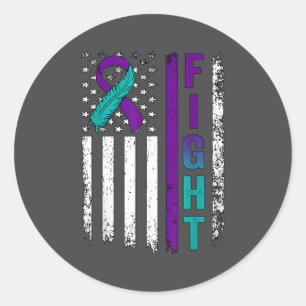 Suicide Prevention Awareness Usa American Flag Rib Classic Round Sticker