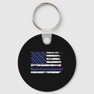 Suicide Prevention Awareness Usa Flag American Sup Key Ring