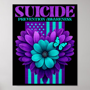 Suicide Prevention Awareness Usa Flag Poster
