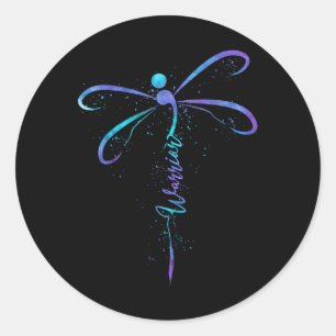 Suicide Prevention Awareness Warrior Dragonfly Sem Classic Round Sticker