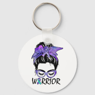 Suicide Prevention Awareness Warrior Messy Hair Key Ring