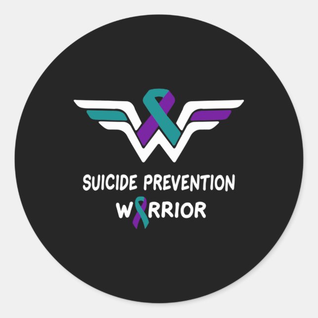 Suicide Prevention Awareness Warrior Purple And Te Classic Round Sticker (Front)