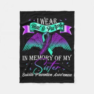 Suicide Prevention Awareness Wear Teal Purple For Fleece Blanket