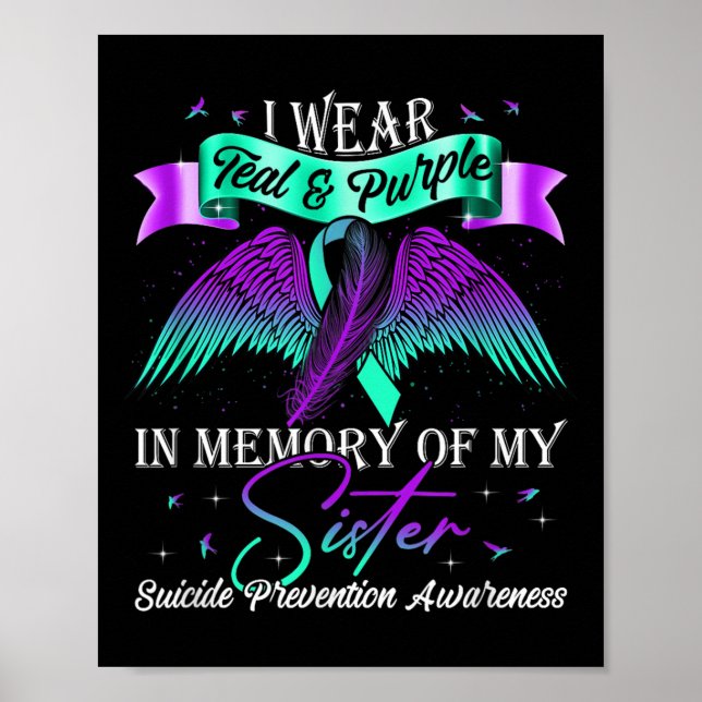Suicide Prevention Awareness Wear Teal Purple For  Poster (Front)