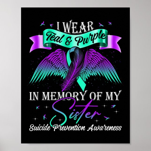Suicide Prevention Awareness Wear Teal Purple For  Poster (Front)