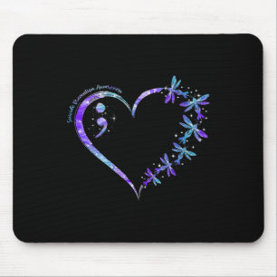 Suicide Prevention Awareness Week Heart Semicolon Mouse Pad