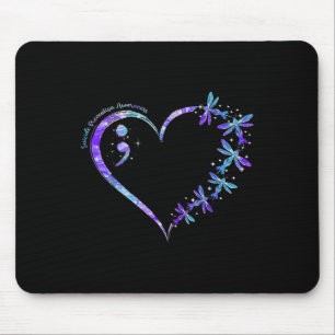 Suicide Prevention Awareness Week Heart Semicolon Mouse Pad