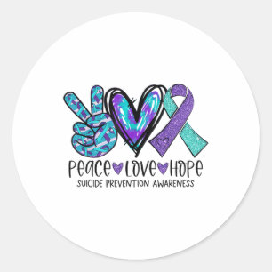 Suicide Prevention Awareness Week Peace Love Hope Classic Round Sticker