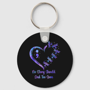 Suicide Prevention Awareness Week Semicolon Dragon Key Ring