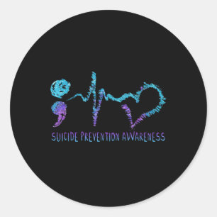 Suicide Prevention Awareness Week Shirt Heartbeat Classic Round Sticker