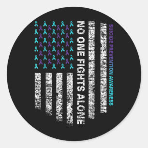 Suicide Prevention Awareness Week Shirt Ribbon Ame Classic Round Sticker