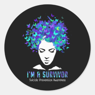 Suicide Prevention Awareness Week Survivor Butterf Classic Round Sticker