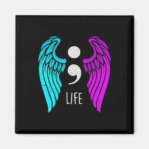 Suicide Prevention Awareness Wings Angel Semicolo Magnet