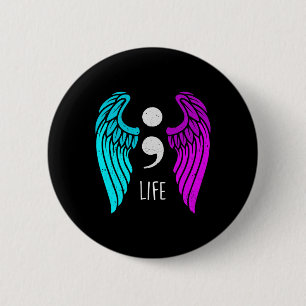 Suicide Prevention Awareness Wings Angel Semicolon 6 Cm Round Badge