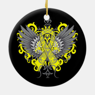 Suicide Prevention Awareness Wings Ceramic Tree Decoration