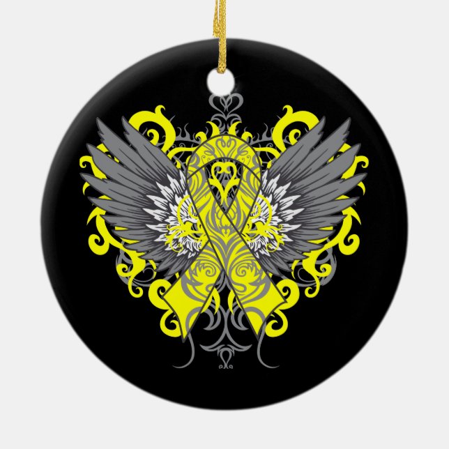 Suicide Prevention Awareness Wings Ceramic Tree Decoration (Back)