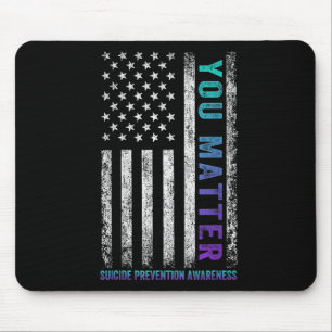 Suicide Prevention Awareness Women Men Ribbon Amer Mouse Pad