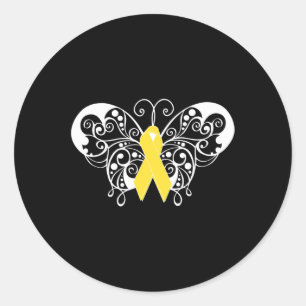 Suicide Prevention Awareness  Yellow Ribbon Butter Classic Round Sticker