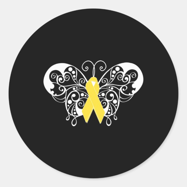 Suicide Prevention Awareness  Yellow Ribbon Butter Classic Round Sticker (Front)