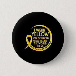 Suicide Prevention Awareness Yellow Ribbon I Wear 6 Cm Round Badge