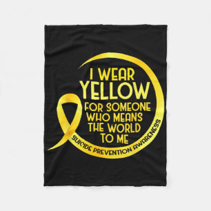 Suicide Prevention Awareness Yellow Ribbon I Wear Fleece Blanket