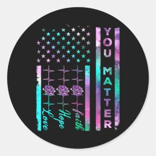 Suicide Prevention Awareness You Matter American F Classic Round Sticker