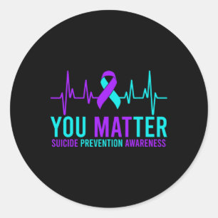 Suicide Prevention Awareness You Problem Ribbon He Classic Round Sticker