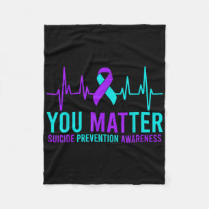 Suicide Prevention Awareness You Ribbon Heartbeat Fleece Blanket