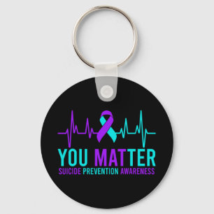 Suicide Prevention Awareness You Ribbon Heartbeat Key Ring