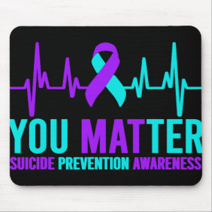 Suicide Prevention Awareness You Ribbon Heartbeat Mouse Pad