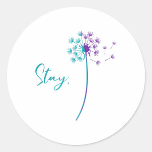 Suicide Prevention Dandelion Teal And Purple Stay Classic Round Sticker