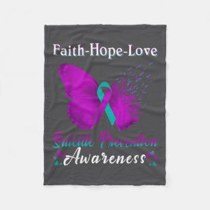 Suicide Prevention Faith Hope Love Awareness Butte Fleece Blanket