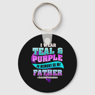 Suicide Prevention For Father Teal Purple Ribbon Key Ring