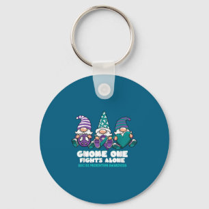 Suicide Prevention Gnome One Fights Alone Wear Pur Key Ring