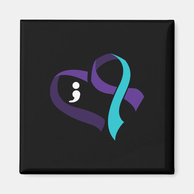 Suicide Prevention Heart Semicolon Mental Health A Magnet (Front)