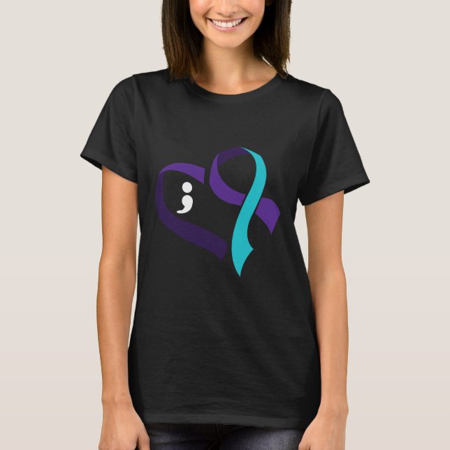 Suicide Prevention Heart Semicolon Mental Health A T-Shirt (Front)