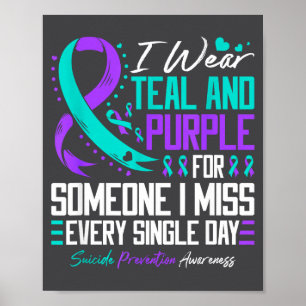 Suicide Prevention I Wear Teal And Purple Mental H Poster