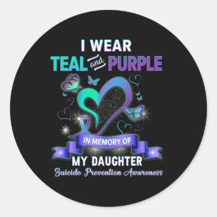 Suicide Prevention I Wear Teal Purple Memory Of My Classic Round Sticker