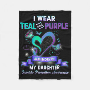 Suicide Prevention I Wear Teal Purple Memory Of My Fleece Blanket