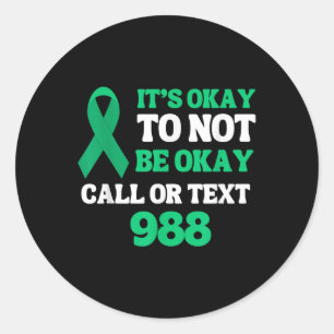 Suicide Prevention Mental Health 988 Hotline 988 S Classic Round Sticker