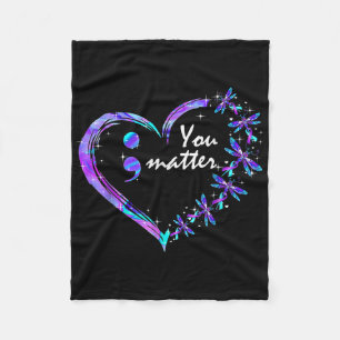 Suicide Prevention Mental Health Awareness Heart T Fleece Blanket