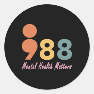 Suicide Prevention Mental Health Problems 988 Classic Round Sticker