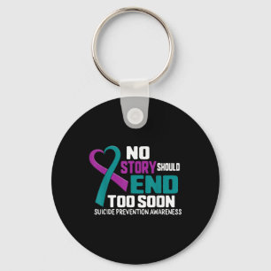 Suicide Prevention No Story Should End Teal & Key Ring