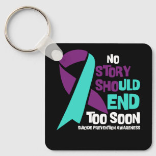 Suicide Prevention No Story Should End Teal Purple Key Ring