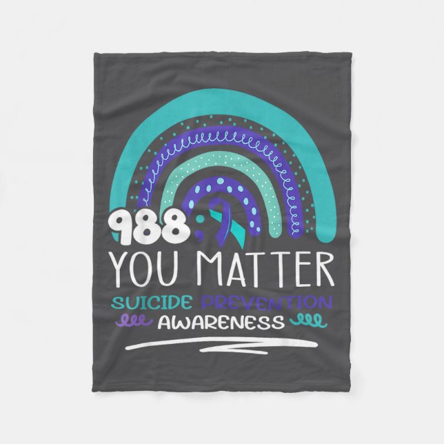 Suicide Prevention Purple Teal Rainbow You Semicol Fleece Blanket (Front)