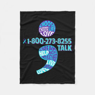 Suicide Prevention Shirt Semicolon Mental Health A Fleece Blanket