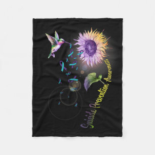 Suicide Prevention Sunflower Hummingbird Fleece Blanket