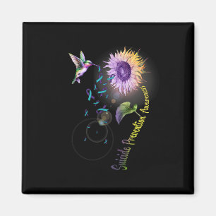 Suicide Prevention Sunflower Hummingbird Magnet