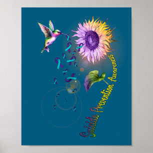Suicide Prevention Sunflower Hummingbird Poster